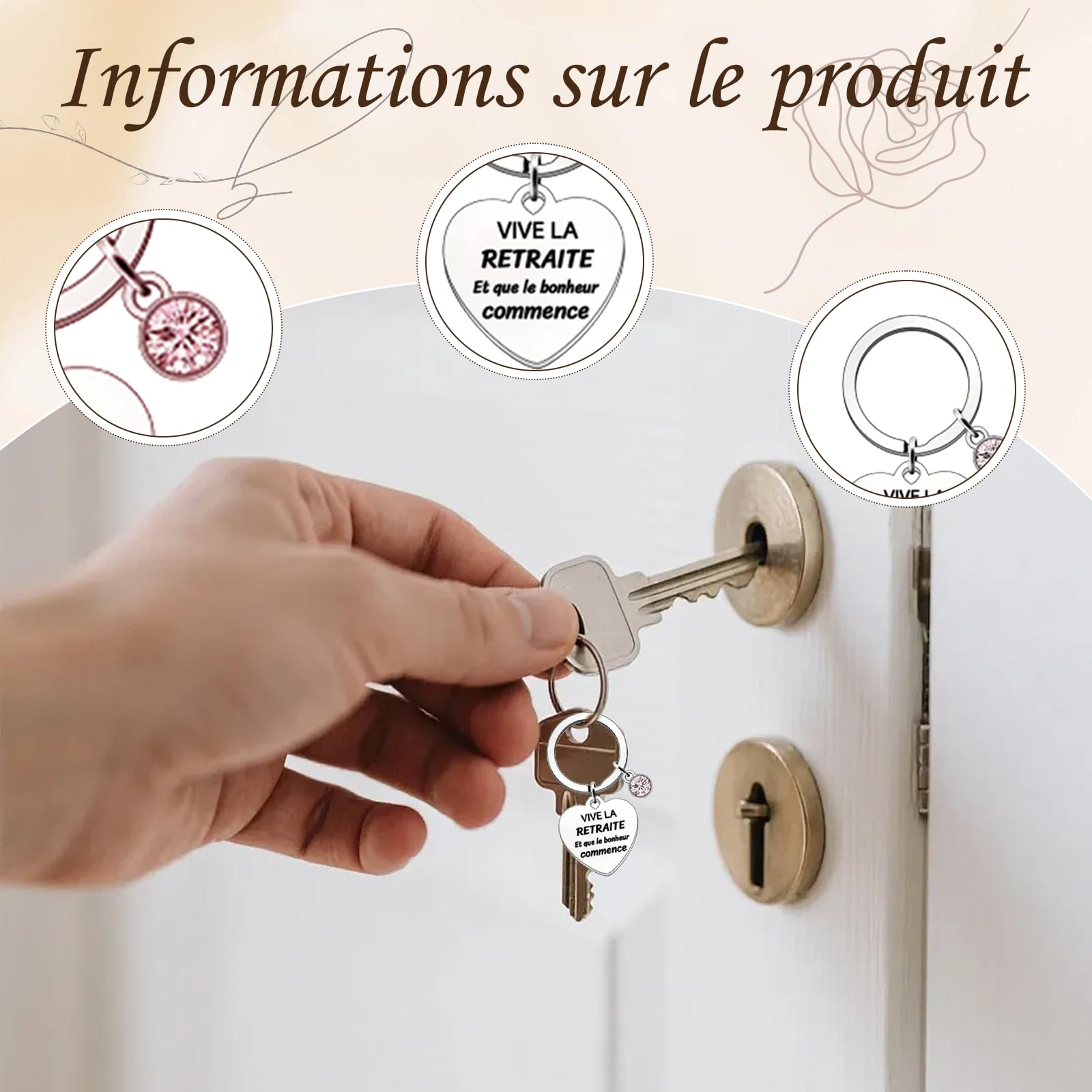 Sac Cabas Toile Robuste Porte-Clés Cadeau Retraite Femme