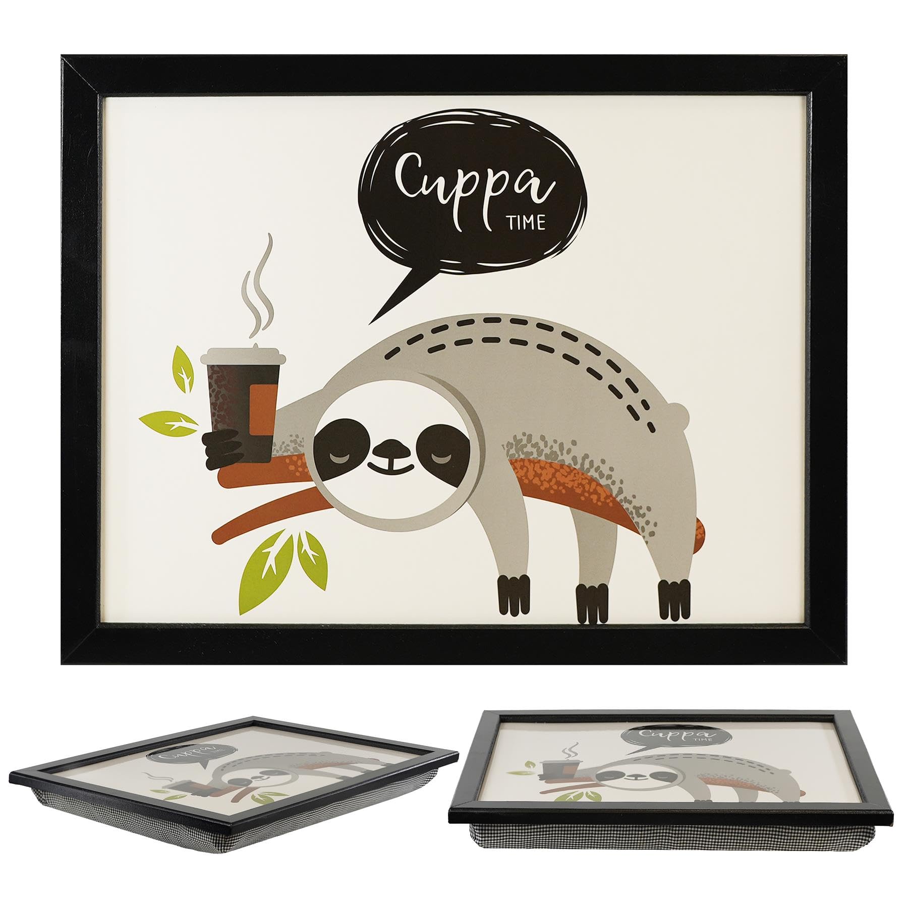 MTS Wooden Lap Trays with Bean Bag Cushion and Sloth Design - Large Padded Tray with Cushion for Kids and Adults - Suitable for Food, Work, Art, Studies, TV, Sofa, Bed