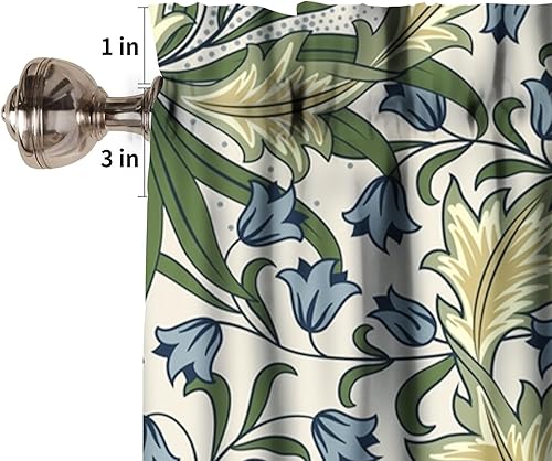 Miniatura 10 de William Morris - Cortina de ventana con diseño floral bohemio, diseño de pájaros y fresas, para decoración de ventana del hogar, cocina, cafetería,