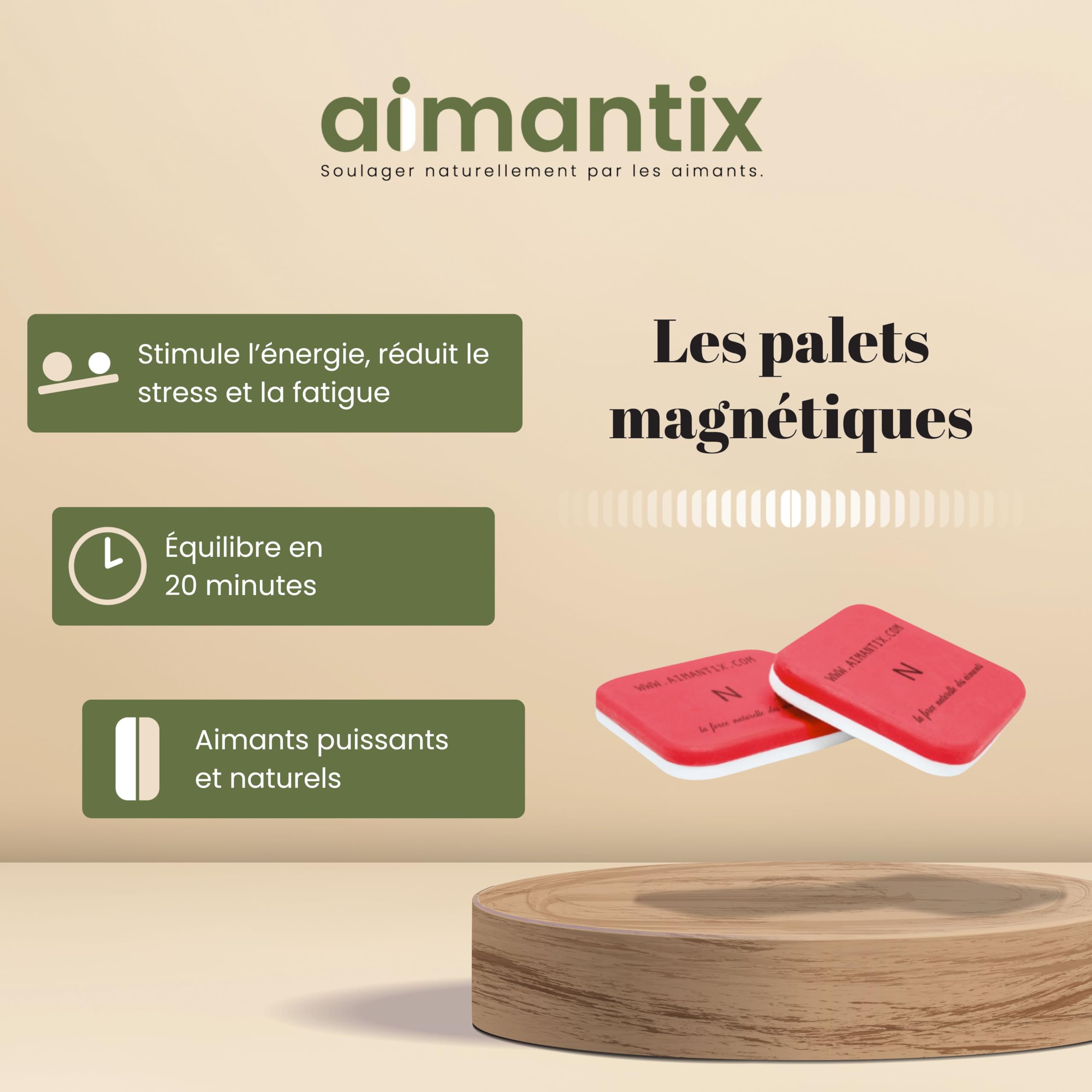 Palets Magnétiques de Rééquilibrage Énergétique - Lot de 2 Aimants Puissants pour Harmoniser les Énergies du Corps - Bien-être et Vitalité - Thérapie Magnétique Naturelle