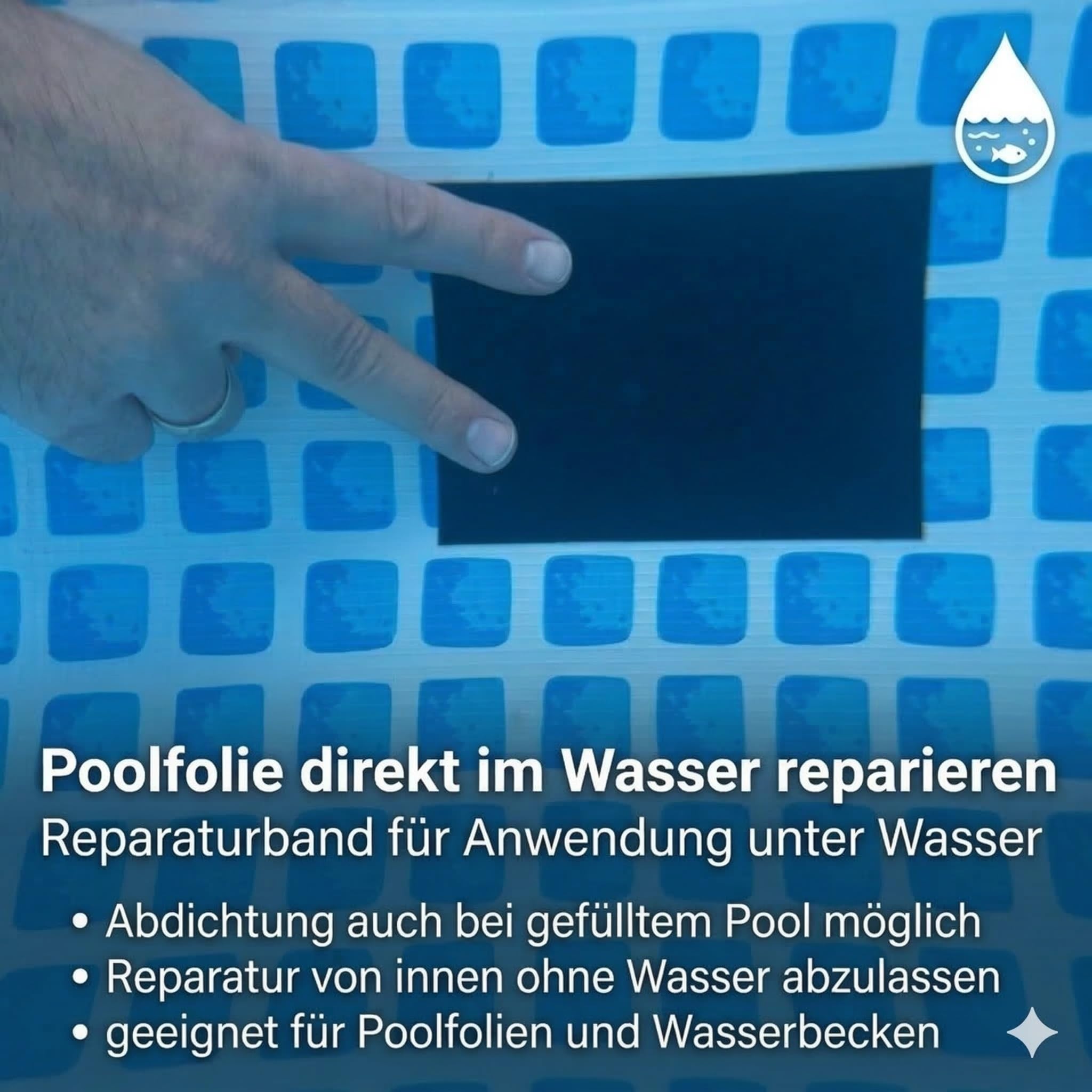 Unterwasser Klebeflicken, Reparaturflicken für Pool, Zelt, Plane, Dachrinne, Schlauchboot, Acrylatkleber (10 Stück 10 cm x 15 cm, Transparent)