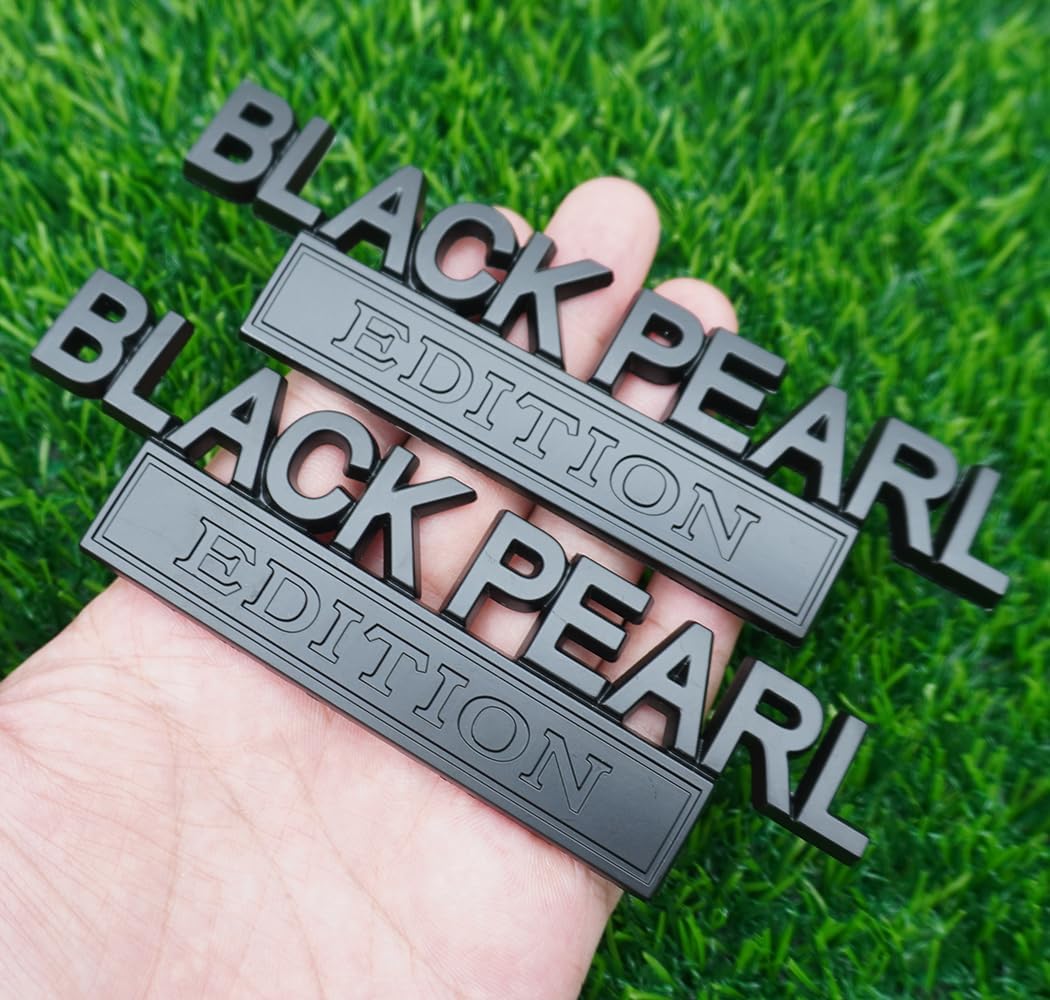 Pair Set Black Pearl Edition Emblem 3D Letter Fender Tailgate Badge Decal Sticker Nameplate for Universal Vehicle, Car, Truck, SUV Motorcycle Accessories (All Black) image 2