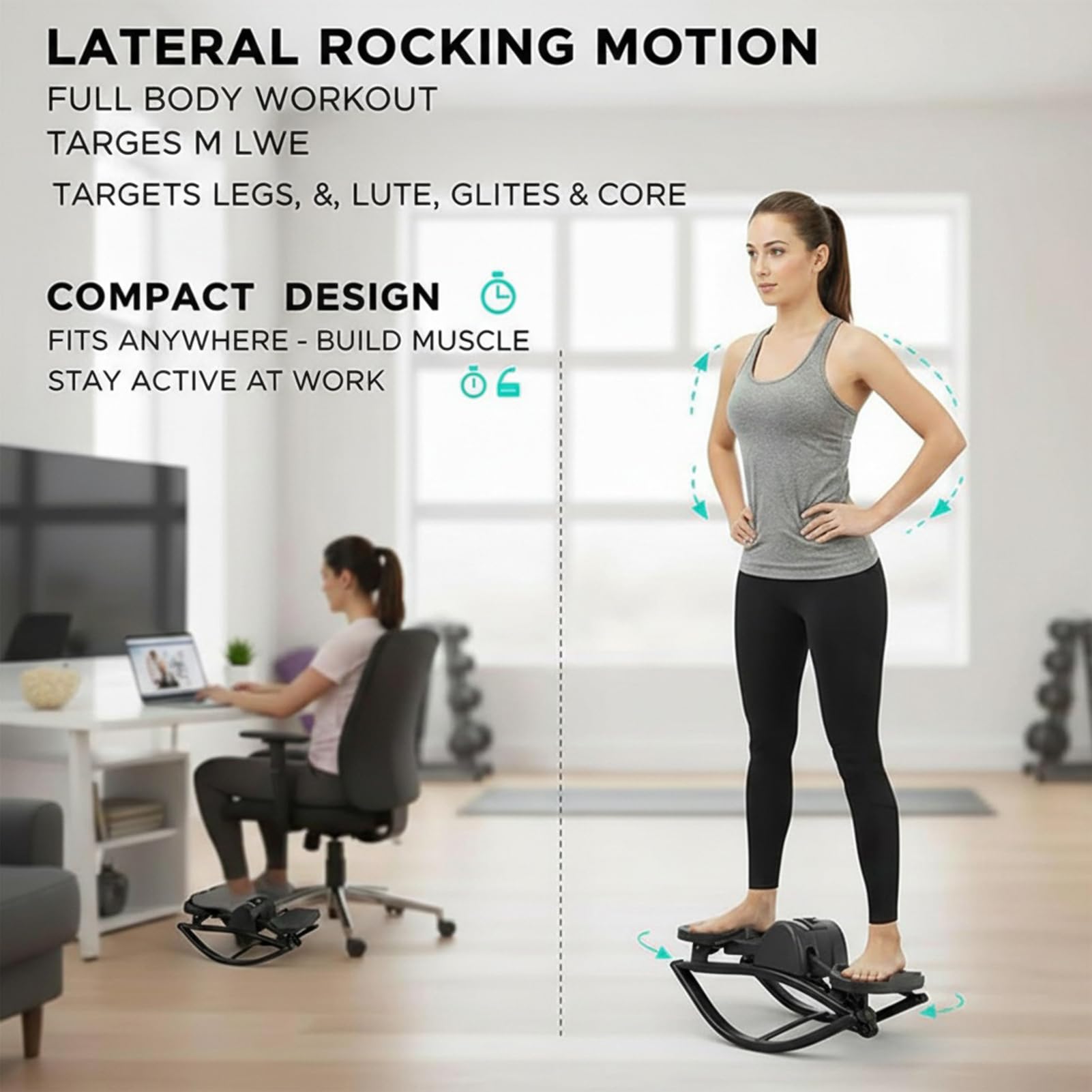Rock Stepper von Seite zu Seite, tragbares Trainingsgerät | Rock-Stepper für Zuhause, Fitnessstudio, Beintraining, Bauchmuskeltraining, Männer und Frauen