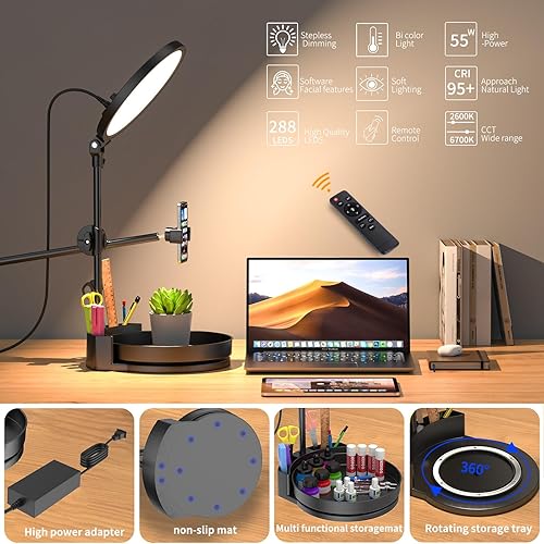 Miniatura 8 de Zoom Lighting para computadora, iluminación de escritorio ajustable para videollamadas, anillo de luz de pantalla completa regulable de 55 W, con
