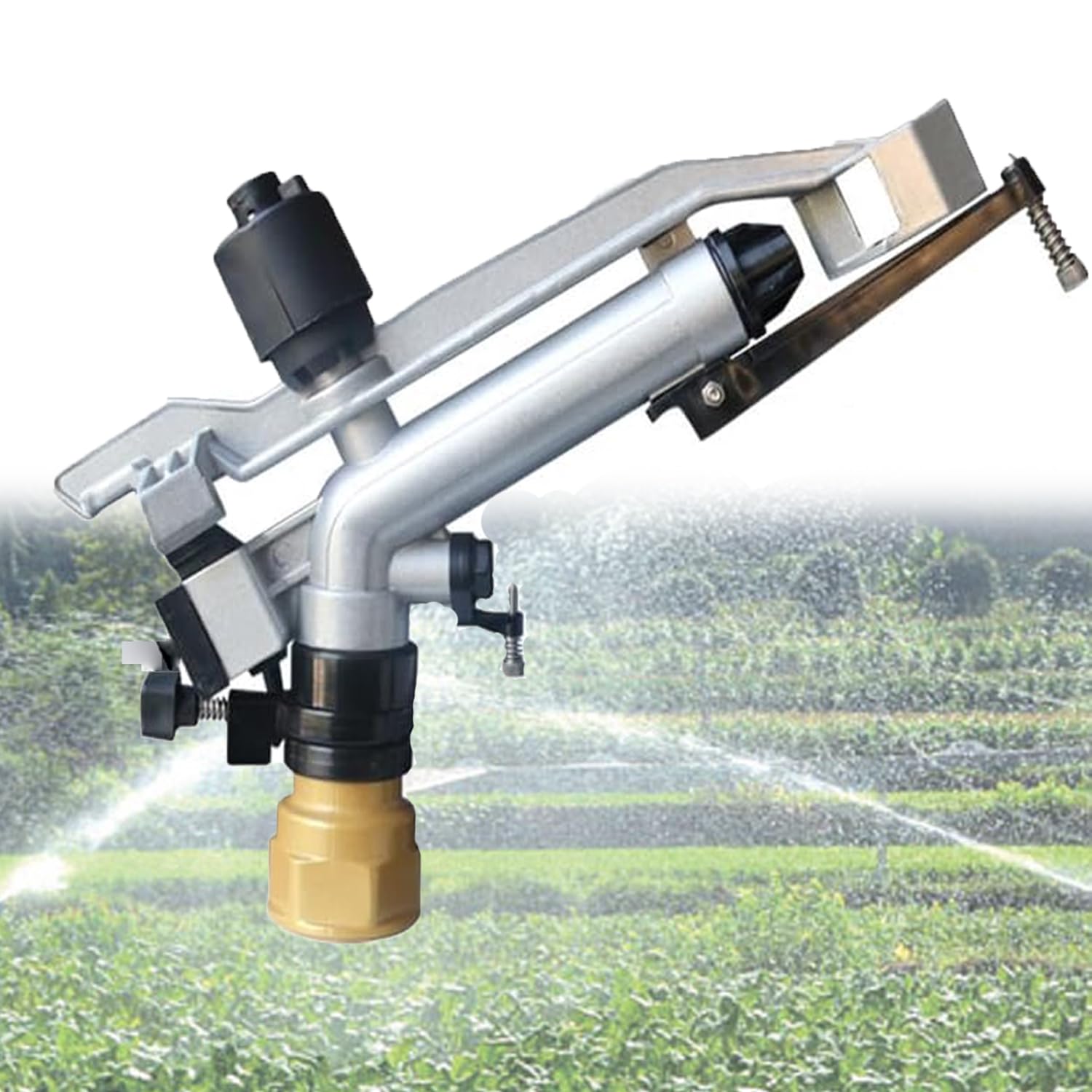 Aspersor de Impacto para riego agrícola eficiente, rotación automática de 360 Grados con ángulo Ajustable, Ideal para jardinería, Agricultura e Industria.