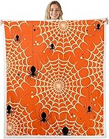 Vista 33 de Manfei Manta metálica de Halloween con diseño de araña robótica metálica para decoración de habitación de niños, manta de tela de araña para sofá