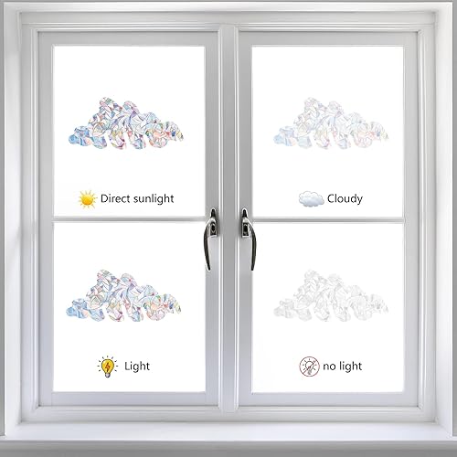 Miniatura 4 de GORGECRAFT 30 calcomanías de prisma de alerta de vidrio anticolisión para ventana de arco iris para pájaros huelga de pájaros, película de vinilo no