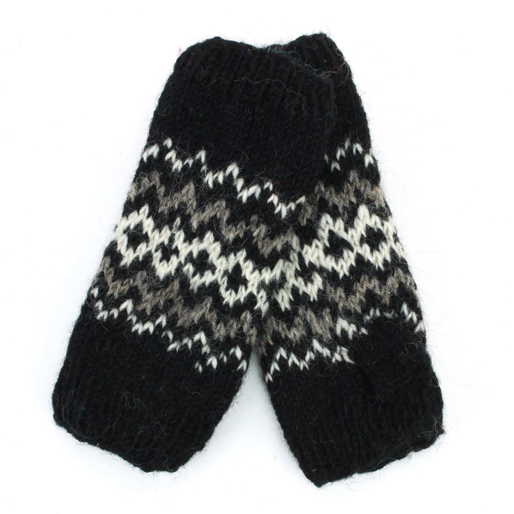 LOUDelephant Hand Knitted Wool Arm Warmer - Fairisle Black