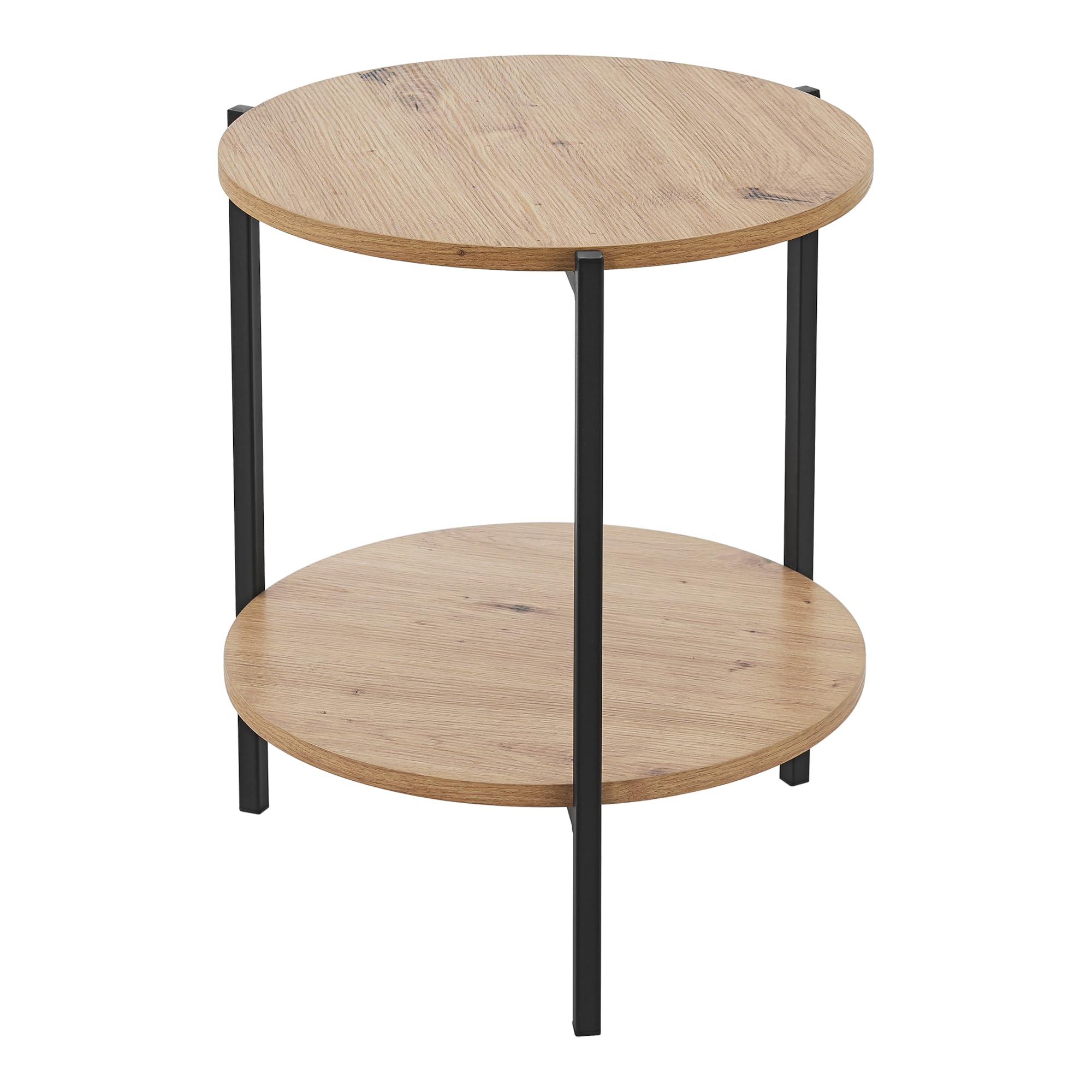[en.casa] Table d'Appoint Ronde Design pour Salon Bout de Canapé Métal Panneau de Particules 50 x 40 cm Effet Bois Noir