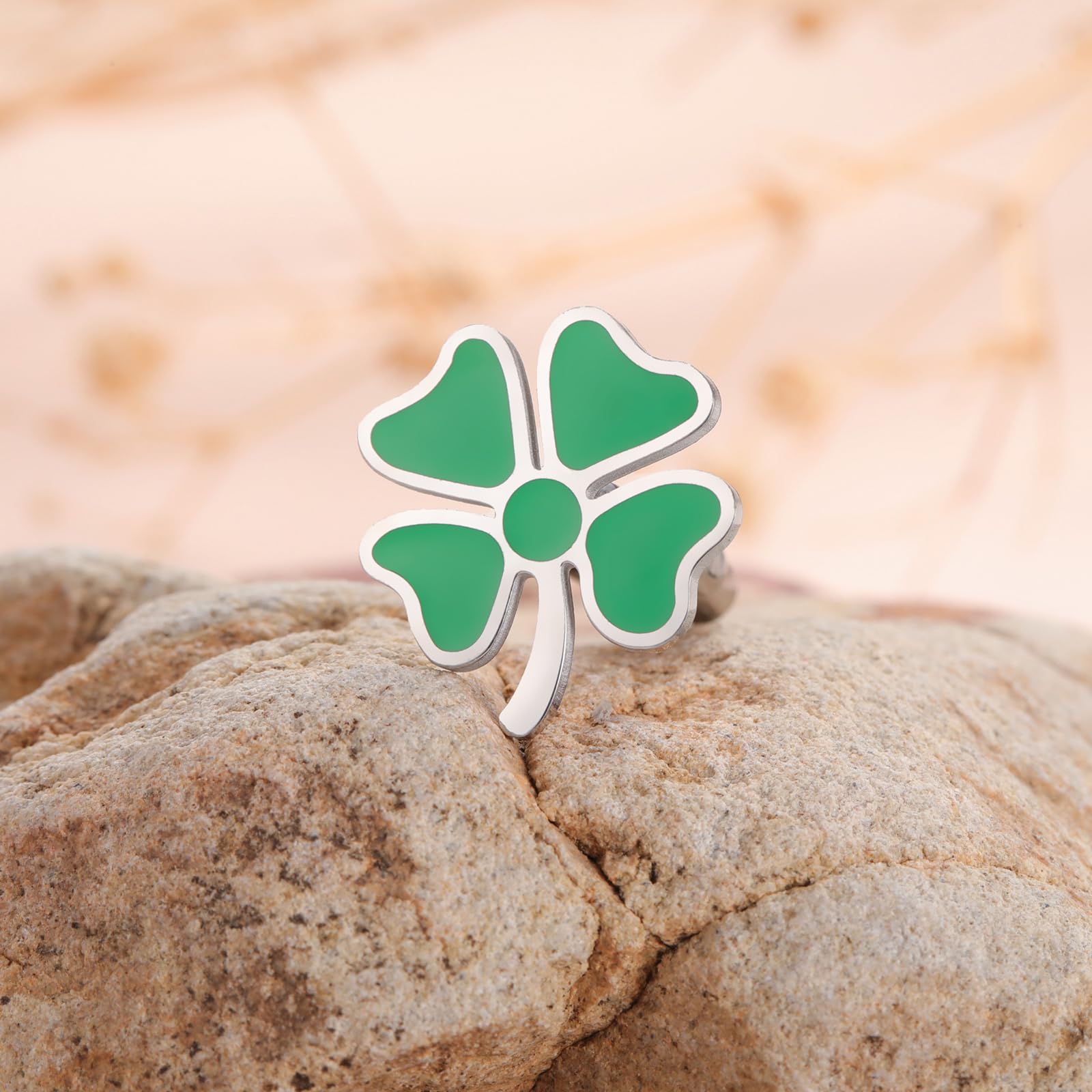 Gemelli da uomo a forma di quadrifoglio, in acciaio inox, con trifoglio verde, trifoglio, irlandese, irlandese, portafortuna, gemelli per camicie da matrimonio