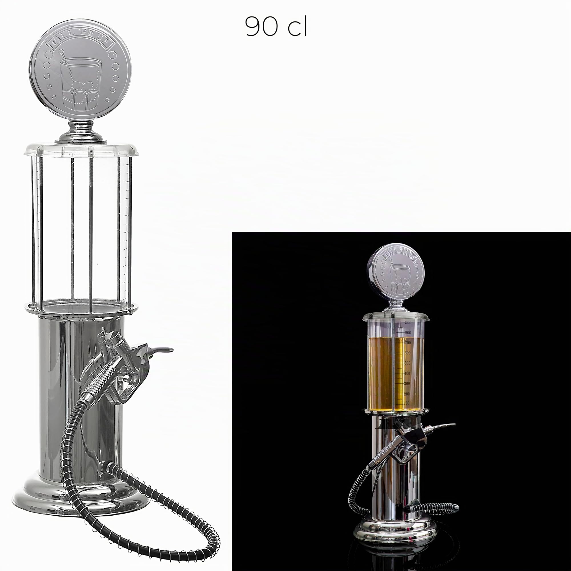 MISTER GADGet - KV7333 Distributeur de Boisson Vintage - Pompe À Essence 90cl - Conçu Pour Cocktails, Bières et Jus - Art de La Table - Inox - Idée Cadeau