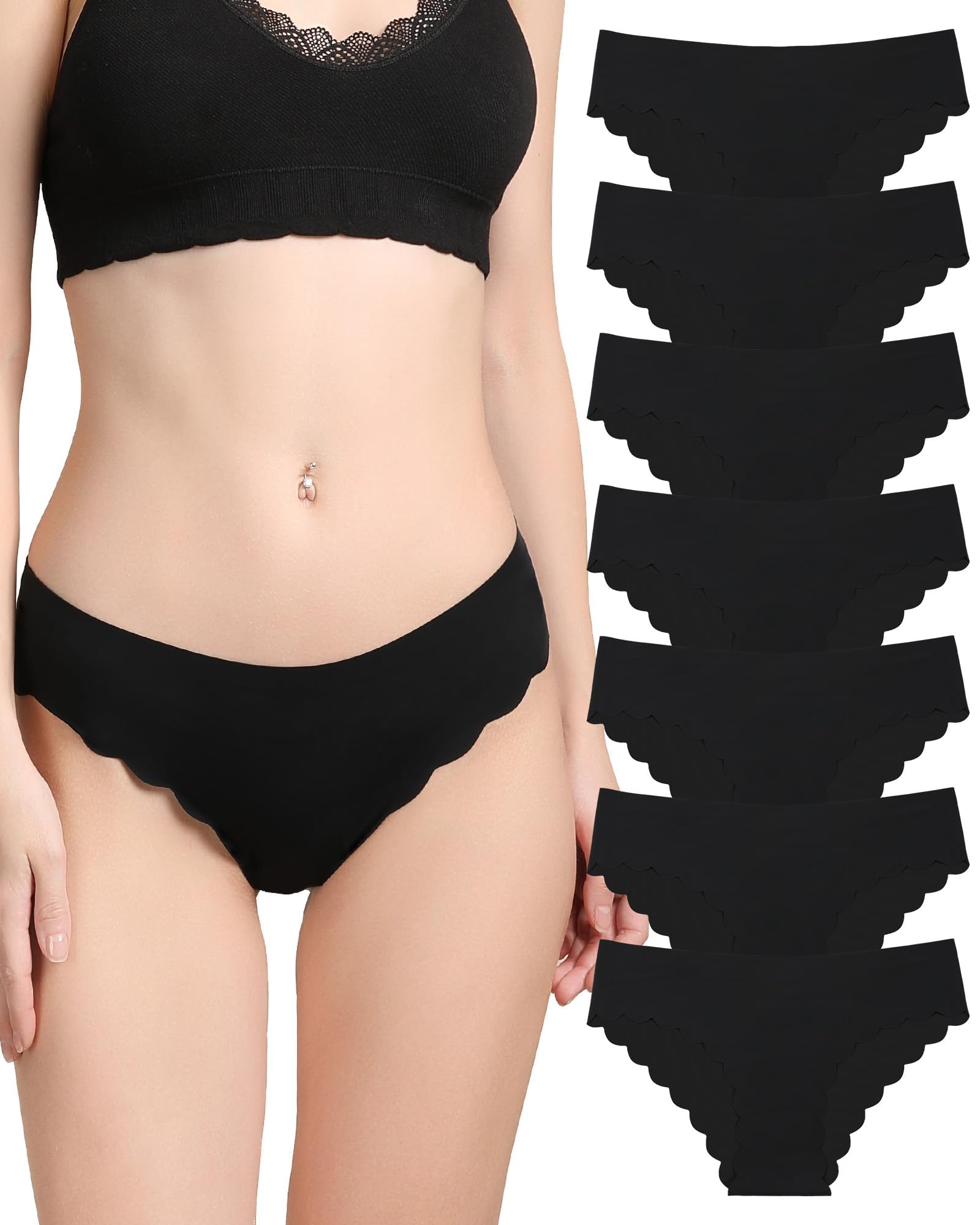 Levao 7er Pack Seamless Slips Damen Unterhosen Nahtlose Unterwäsche Welle Gesäumt Hipster Soft Stretch Panties Invisibles No Show Atmungsaktive Bikini S-XL