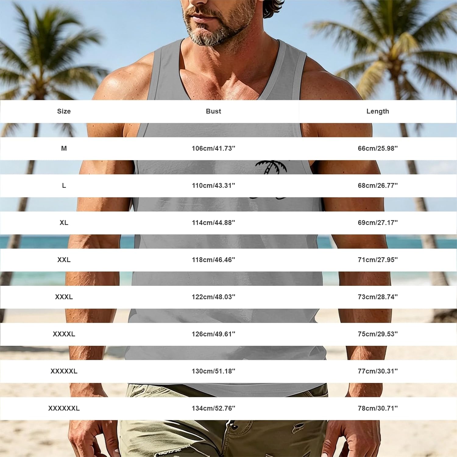 Men Coconut Tree Graphic Tank Tops Summer Beach Vacation Print Tee U Neck Sleeveless T Shirts Plus Size Casual Tanks