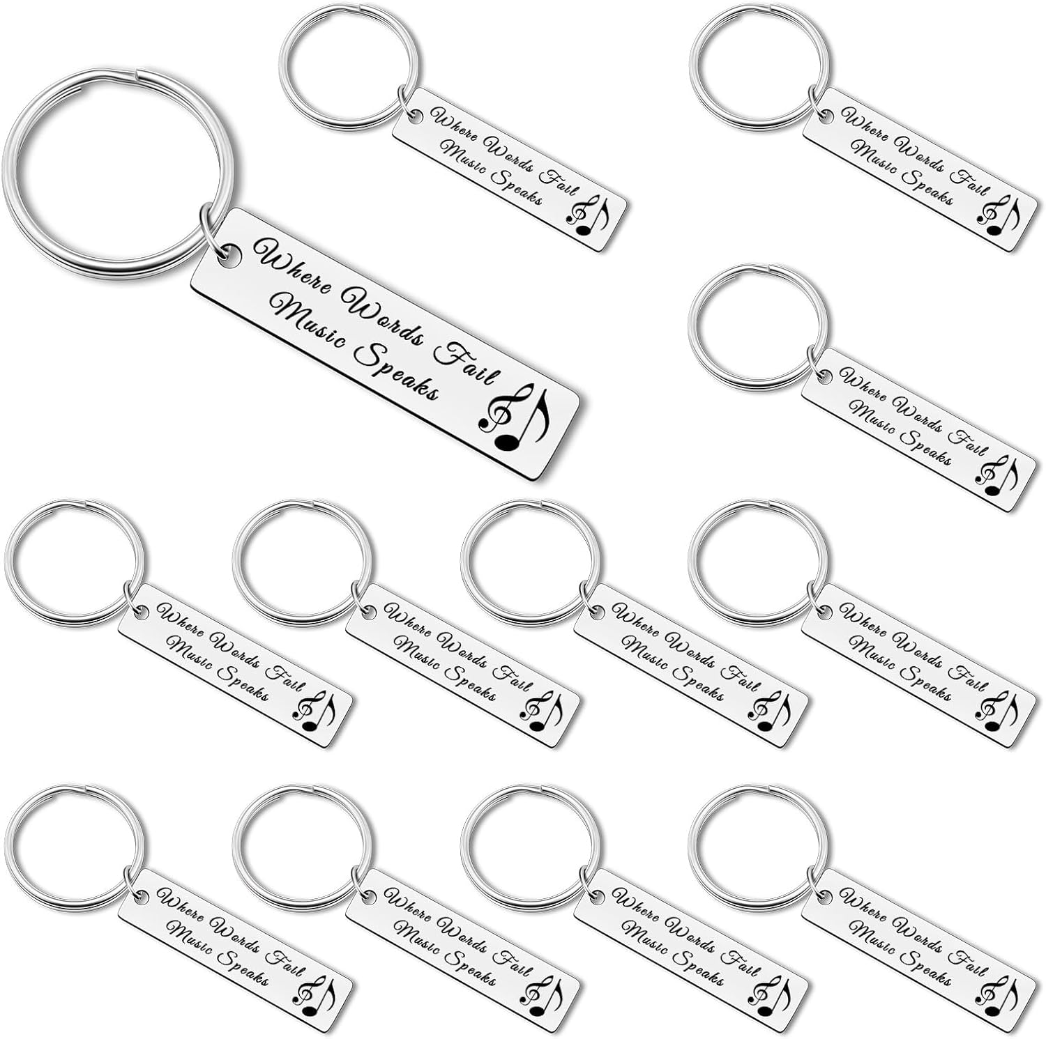 12Pcs Music Keychain Gift for Music Lovers Inspirational Gifts for Musician Student Teacher Party Favors Keyring Encouragement Graduation Gifts for Guitar Piano Player Drummer Christmas Birthday Gift