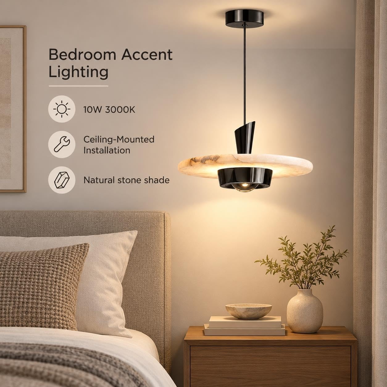 Lampada a sospensione ultrasottile, lampada a sospensione in alabastro