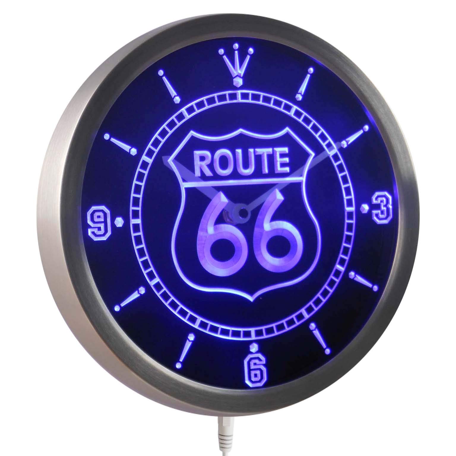 Amazon.co.jp: LEDネオンクロック 壁掛け時計 nc0315-b Route 66 Bar 