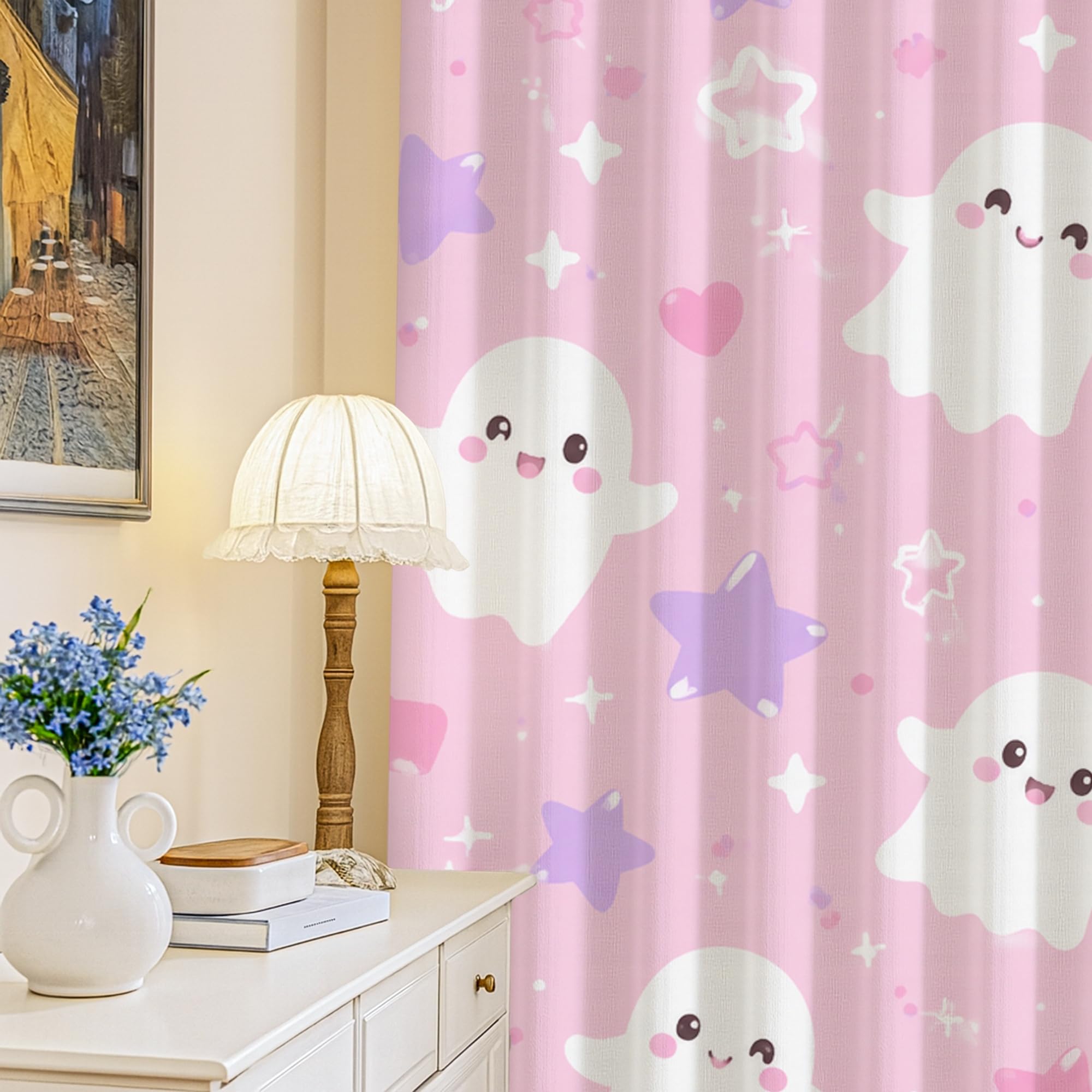 Rideaux occultants thermiques occultation totale chambre enfant motif fantôme nuit