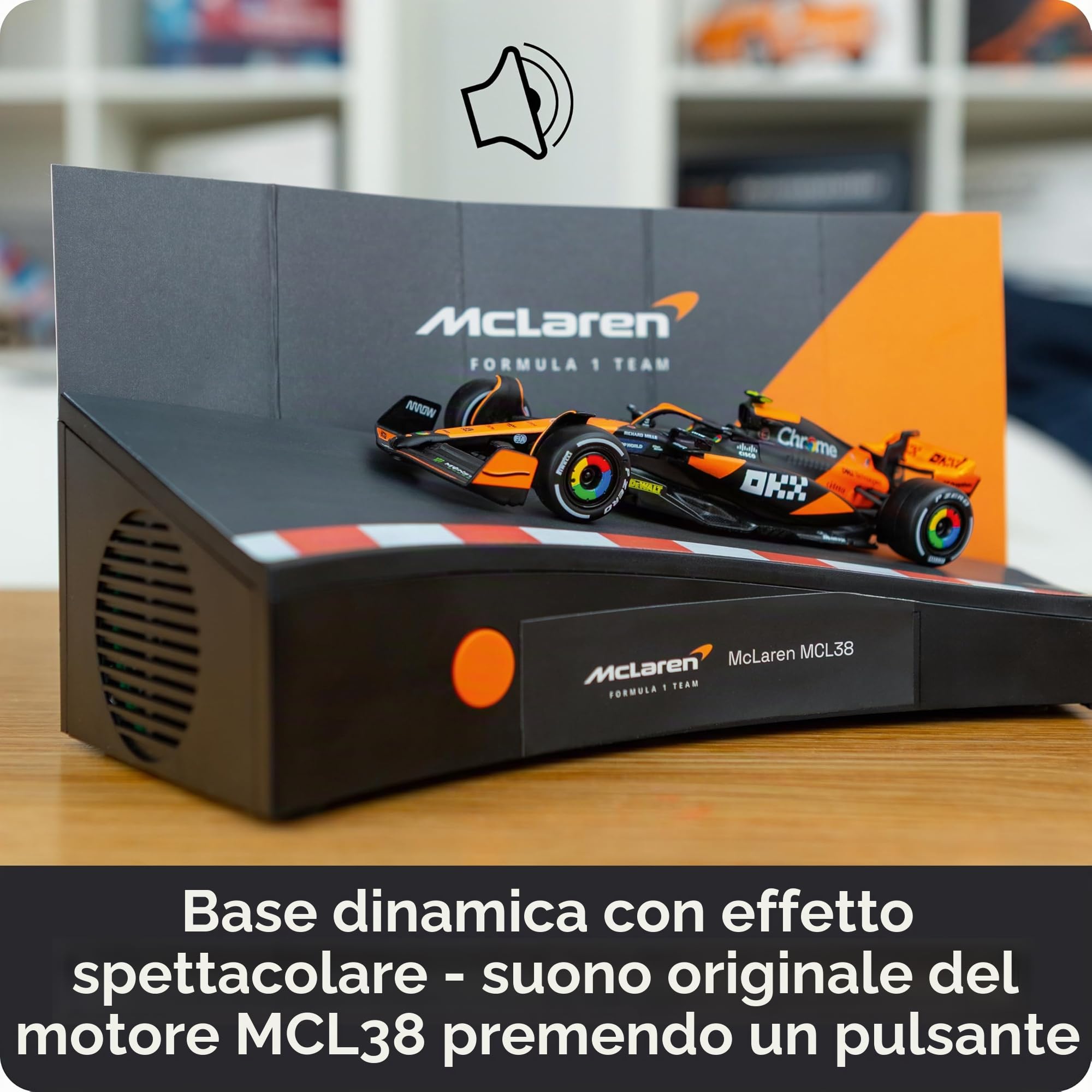 FRANZIS McLaren Racing 67391 - Calendario dell'Avvento 2025, modello in scala 1:43, con modulo audio e libro di accompagnamento da 52 pagine