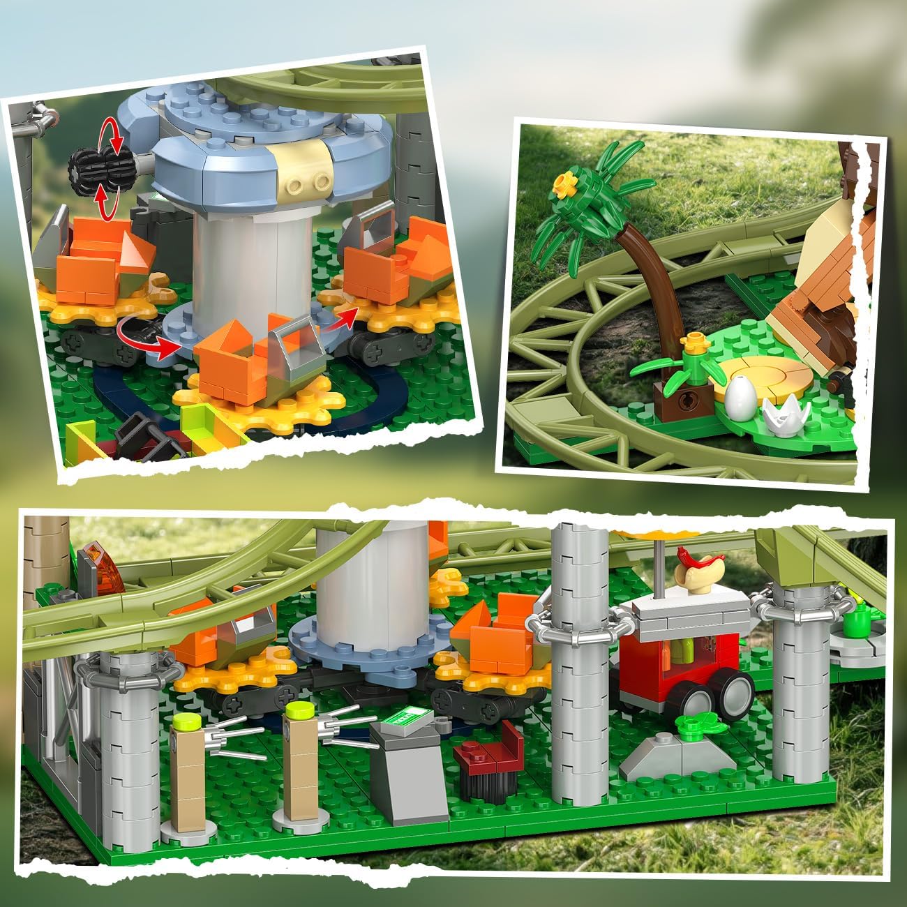 Close-up of interactive spinning elements and details