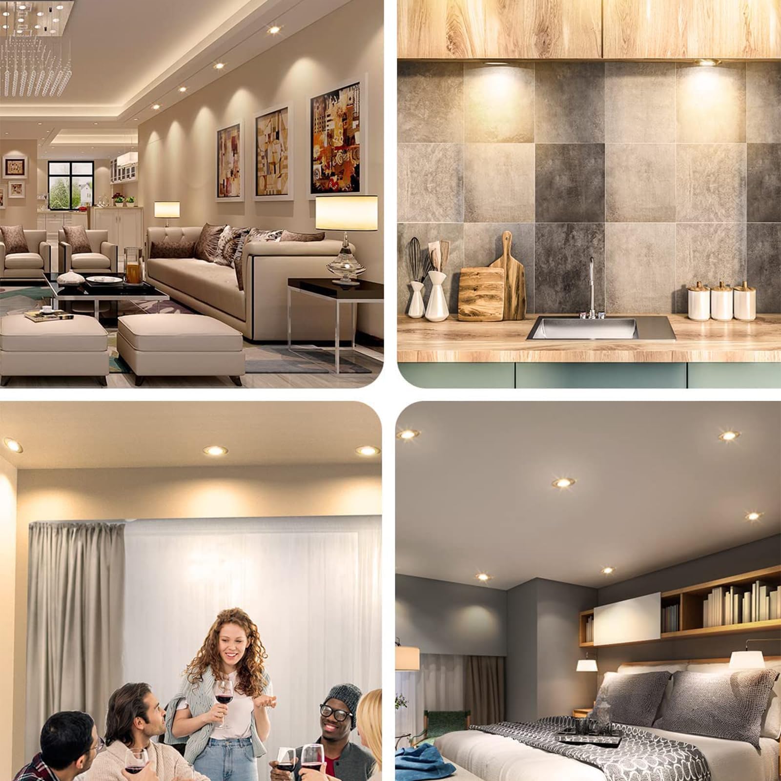 Lot de 10 mini spots orientables à intensité variable Blanc chaud 3 W COB LED Ceiling Light, taille du trou 42-45 mm, 3000 K couleur argentée pour armoire à domicile DIY