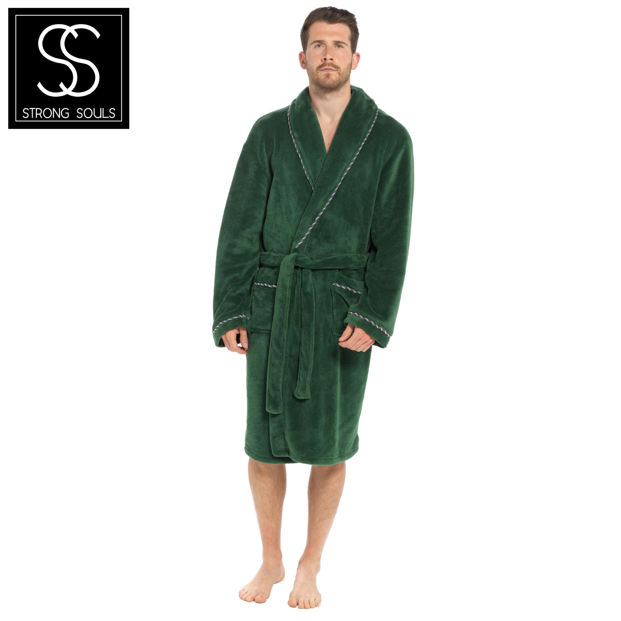 Strong Souls Peignoir en Polaire de Luxe pour Homme Doux et Chaud Peignoir Cadeau pour Homme