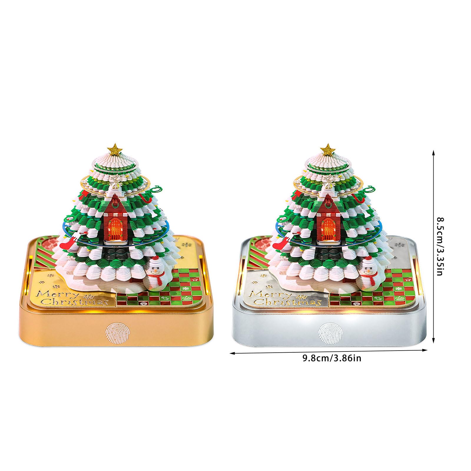 Calendario tridimensional 2026 con luces LED acentuadas en forma de árbol de Navidad, páginas desmontables y soporte acrílico, calendario de escritorio acrílico con luz