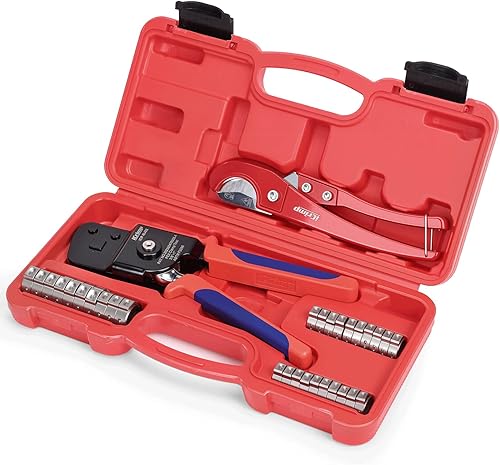 Miniatura 10 de iCRIMP KIT-1096D Kit de herramientas de abrazaderas de cincha PEX para abrazaderas de cincha PEX de 3/8 a 1 pulgada, con 20 piezas de anillos