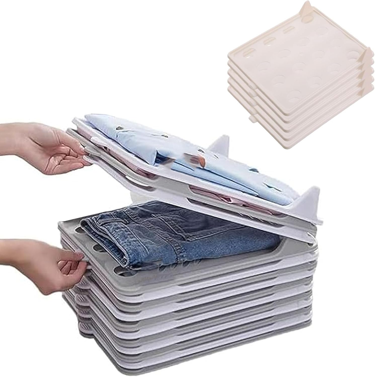 10pcs Space-Saving Stackable Clothing Organizer– Keeps Lightweight Clothes Neat & Accessible, Shirt Folding Boards & Shelf Dividers, Stackable Closet Organizer for Clothes Folded (Gray,20pcs)