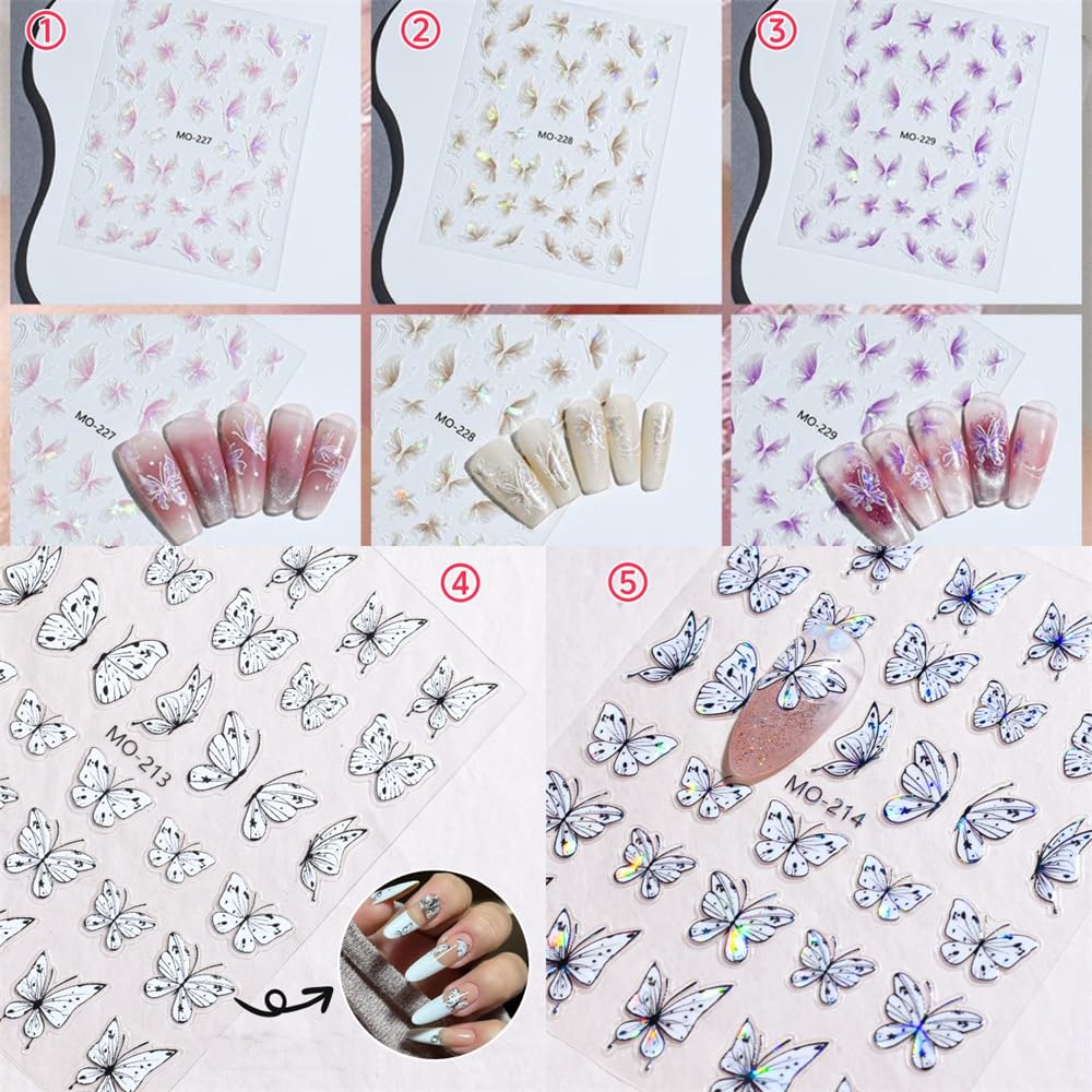 Amazon.co.jp: DUOLEIMI ネイルシール 蝶々 ネイルステッカー 5枚