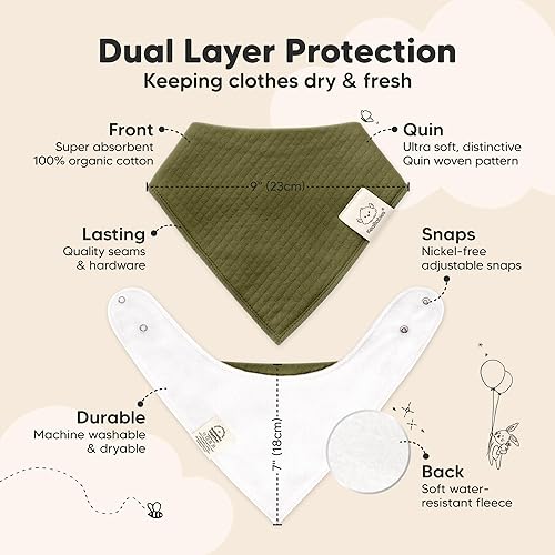 Miniatura 40 de KeaBabies 8 unidades de baberos tipo bandana orgánicos para niñas - Baberos tipo triángulo súper absorbentes para bebés que babean y están en