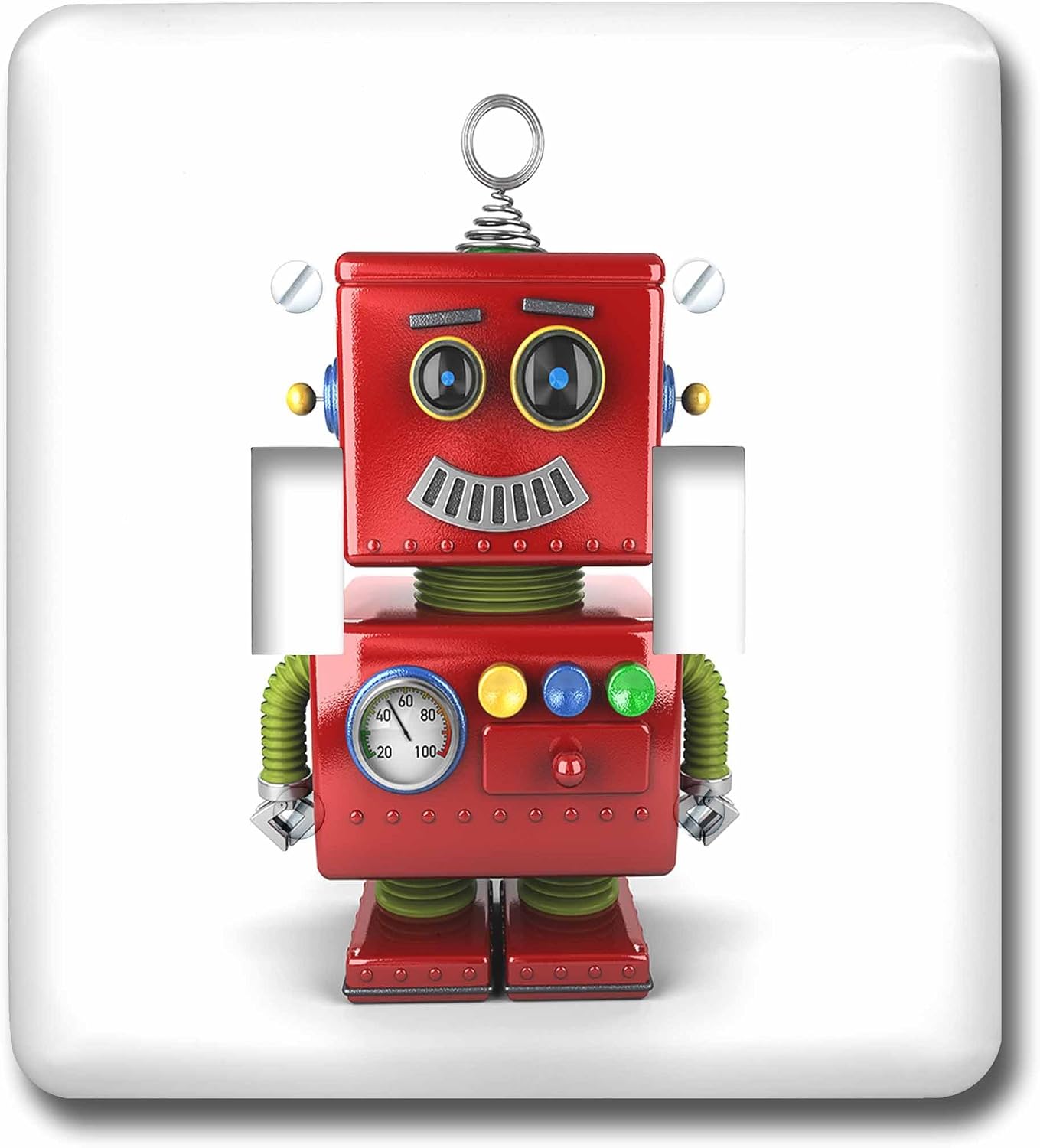 3dRose lsp_158020_2 Happy and Smiling Vintage Toy Robot Cute Funny Light Switch Cover