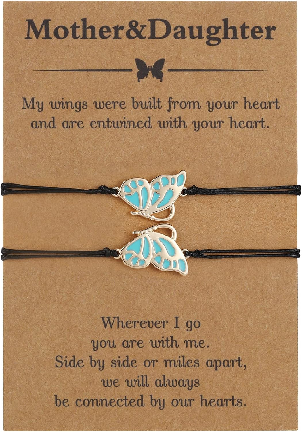 RS First Day of School Mother Daughter Bracelet for 2, Matching Butterfly Set Mother's Day Christmas Valentine's Day Gift for Women