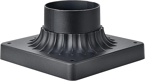 Miniatura 5 de Base de montaje en muelle, paquete de 2 adaptadores de luz de poste de aluminio fundido para terraza, porche, patio en acabado negro, 5.6 pulgadas