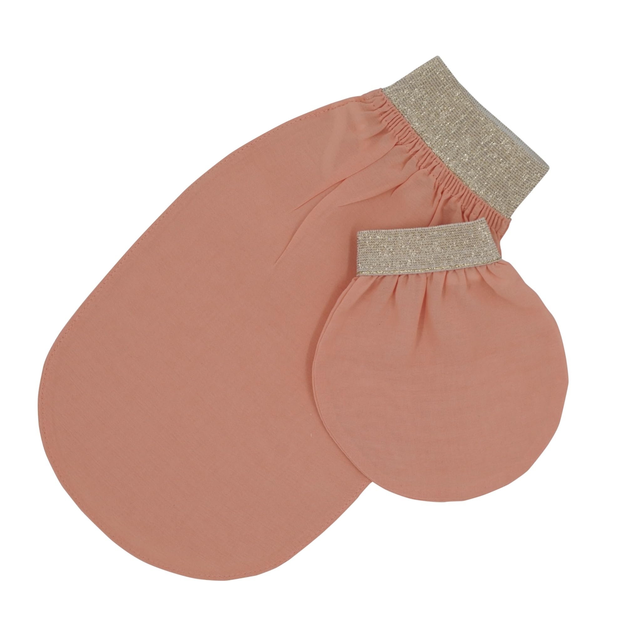 Feel Fine Türkisches Peelinghandschuh-Set – 100% Natürliche Pflanzenseide Hammam Kese für Körperpeeling für Frauen & Männer, Perfekt für Dusche, Bad & Spa (Rosa&Gold)