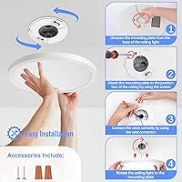 Vista 7 de SunRider Lámpara de Techo LED de Montaje Empotrado, 6000K Blanco Frío, 2400LM, 30 cm 24W Luces Planas Redondas Modernas, Lámpara de Panel