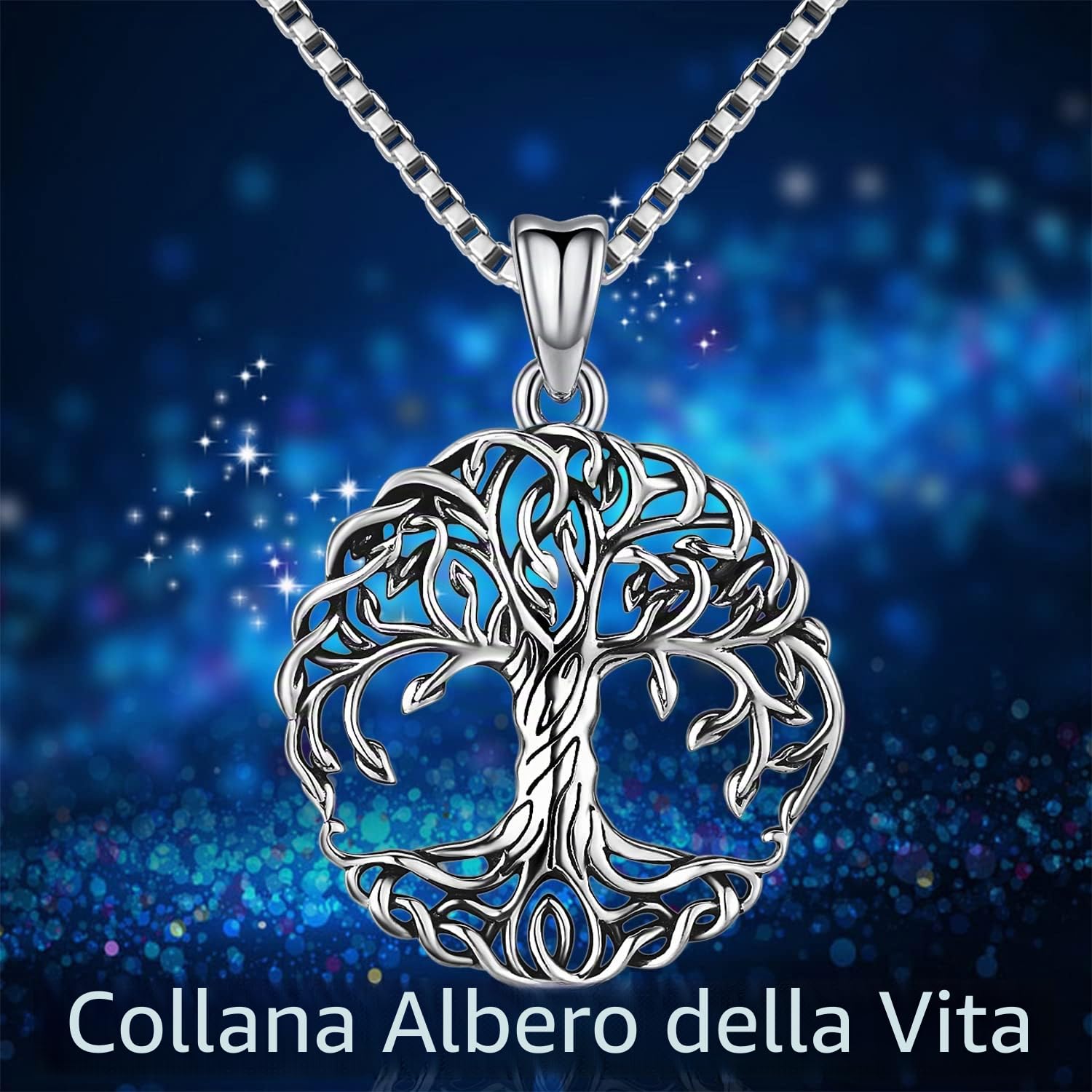Collana Donna Albero della Vita in Argento Sterling 925 Albero della Vita Ciondolo Idee Regalo Gioielli Donna Originale per Mamma Moglie Fidanzata Figlia Sorella