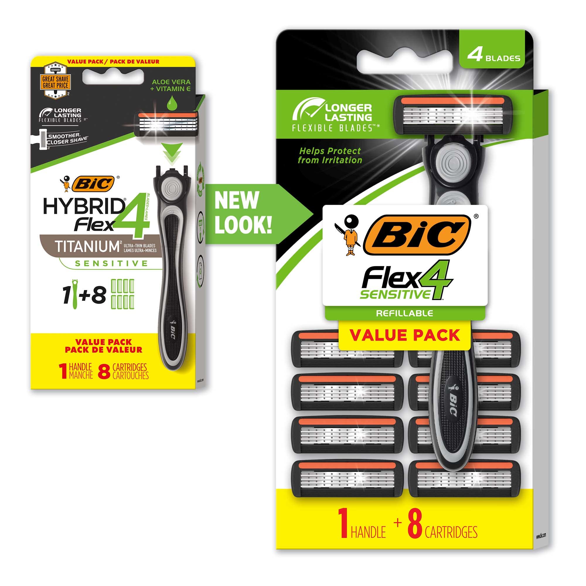 Flex 4 Refillable Razors For Men, LongLasting 4 Blade