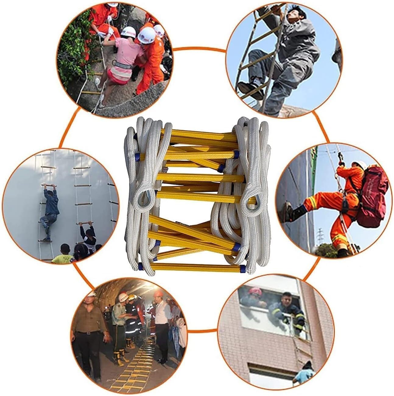 Fire Escape Household Rope Ladder High Altitude Rescue Outdoor Rock Climbing Flame Retardant(12m/39.4ft)