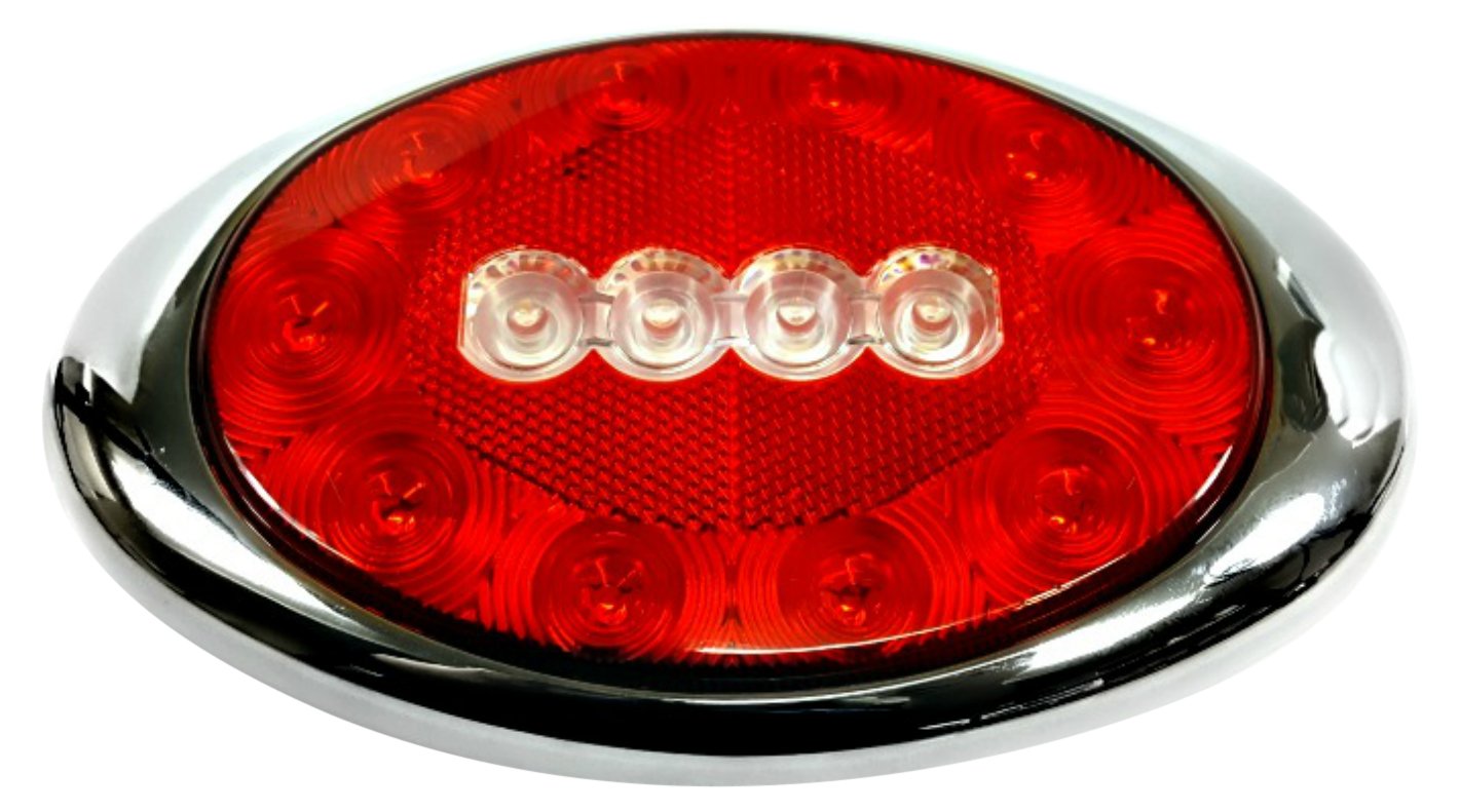 Kaper II L15-0103 Red/Chrome DOT Stop, Turn, Tail, Reflector/Back Up Combination Light, 1 Pack