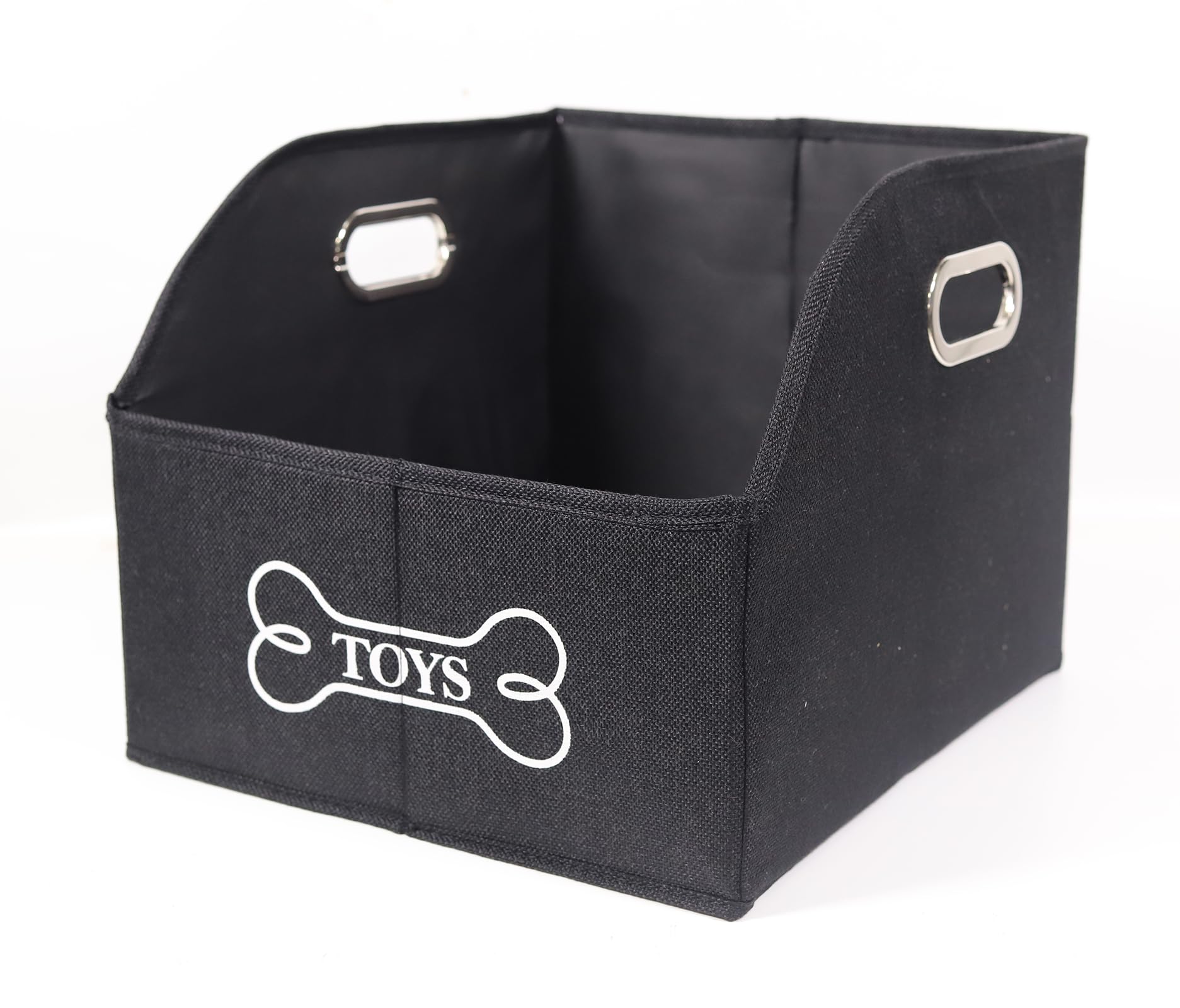 Geyecete Wooden Handle Soft Felt Storage Bin Organizer - Decorative Rectangular Pet Supplies Storage Basket/Bin - Black