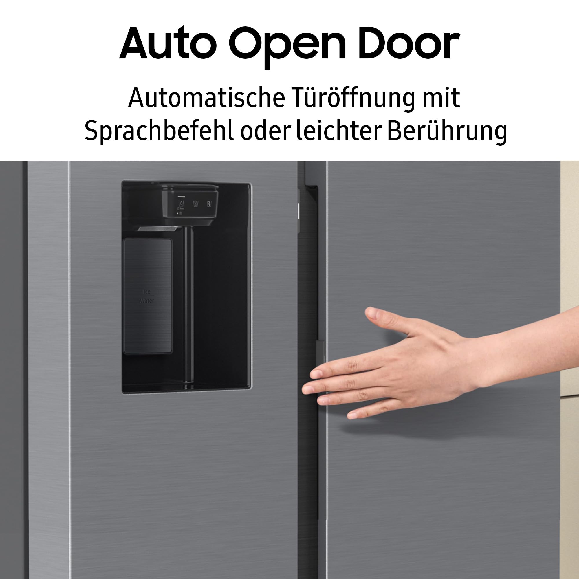 Samsung RS90F65EDTEF Side-by-Side Kühl-Gefrierkombination, AI Kühlschrank mit Gefrierfach, 178 cm, 621 l, Eis-/Wasserspender mit Wassertank, AI Home, Voice Control, Edelstahl Look