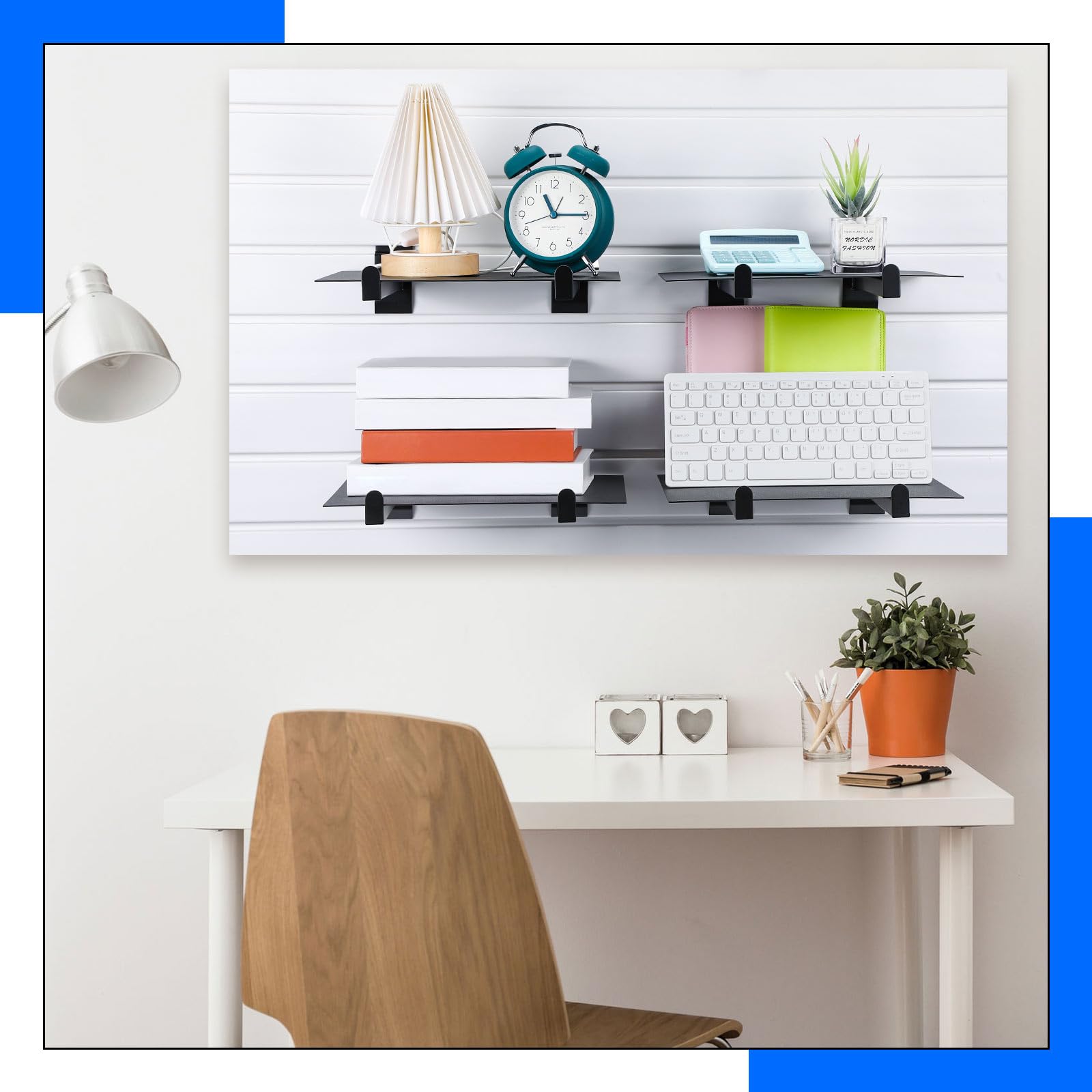 Yexiya Slatwall Ganci da 24 pezzi da 25,4 cm, accessori per pannelli Slatwall, ganci resistenti per doga, ganci da parete, ganci da esposizione per casa, garage, negozio, camera, accessori per