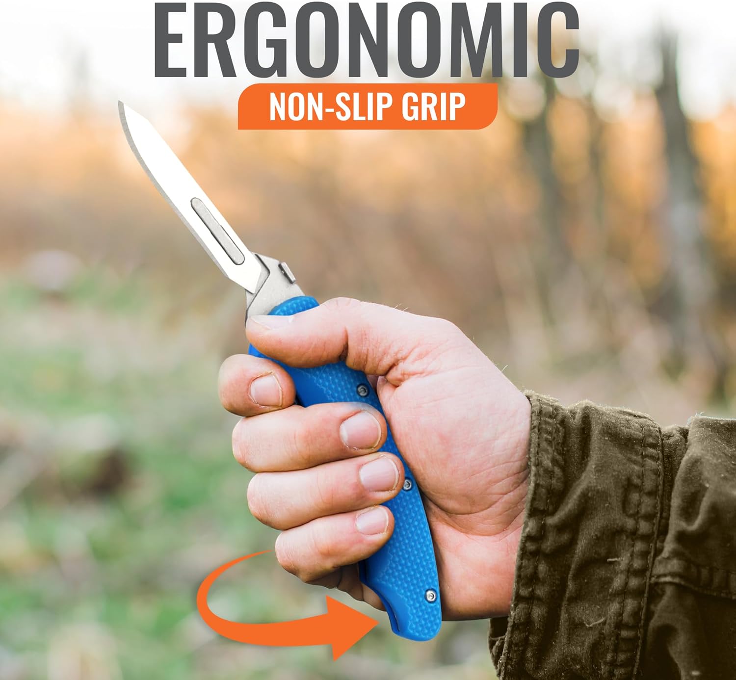 Wiebe Arctic Fox Skinning Knife - Replaceable Blade Hunting Knife with 24 "Wicked Sharp Blades, Ergonomic Non-Slip Polymer Handle & Nylon Sheath – Precision Skinning for Fox, Mink, Muskrat & Caping