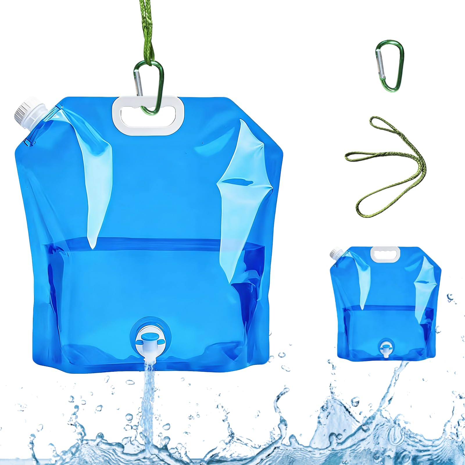 2 Tanica Acqua Con Rubinetto Pieghevoli Set,Tanica Acqua Campeggio 10l/5l,Taniche Per Acqua Con Moschettone E Corda Per Sospensione ,Contenitori Richiudibili Per Festival E Accessori Da Camper