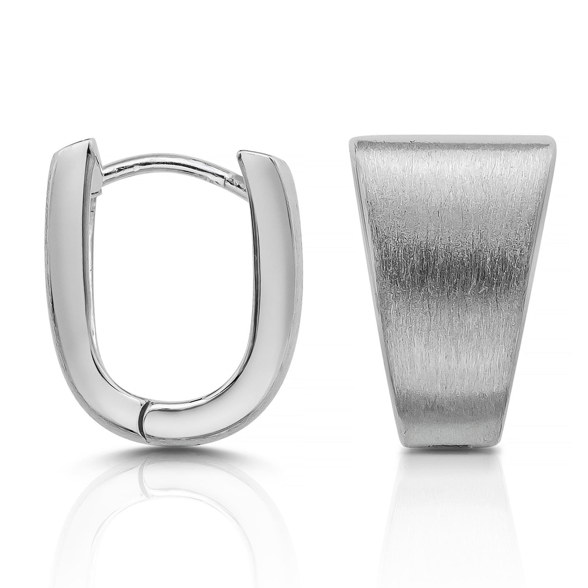 Cassini Ovale Creolen Silber 925 – Mattierte Klappcreolen für Damen, Mittelgroß & Allergiefrei, Elegante Silberohrringe für Alltag, Büro und besondere Geschenkideen, 3CSY