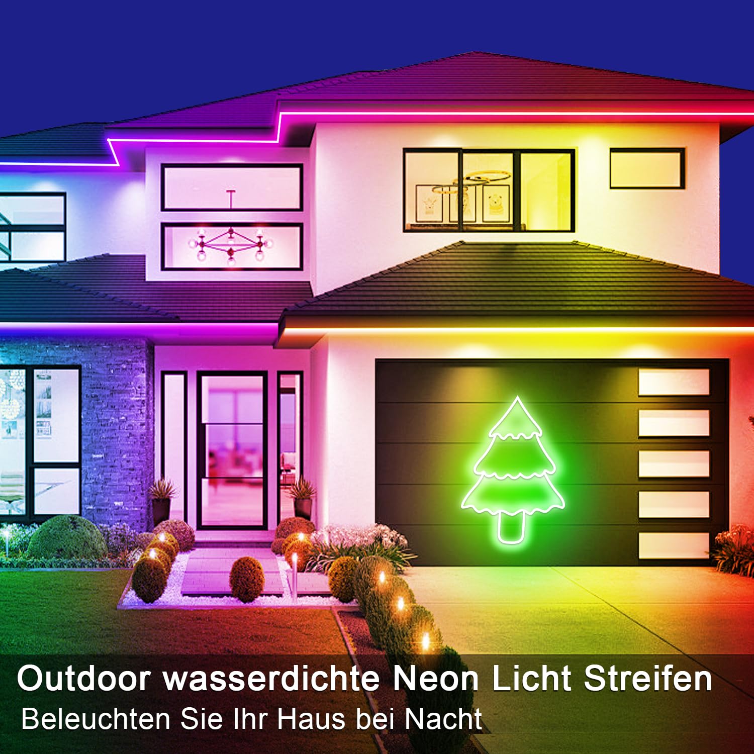 segrass 15M LED Neon Cuerda Control con App/Mando a distancia | Tira de cuerda LED flexible, varios modos, IP65 para exteriores, luces de neón RGB, impermeable, sincronización de música