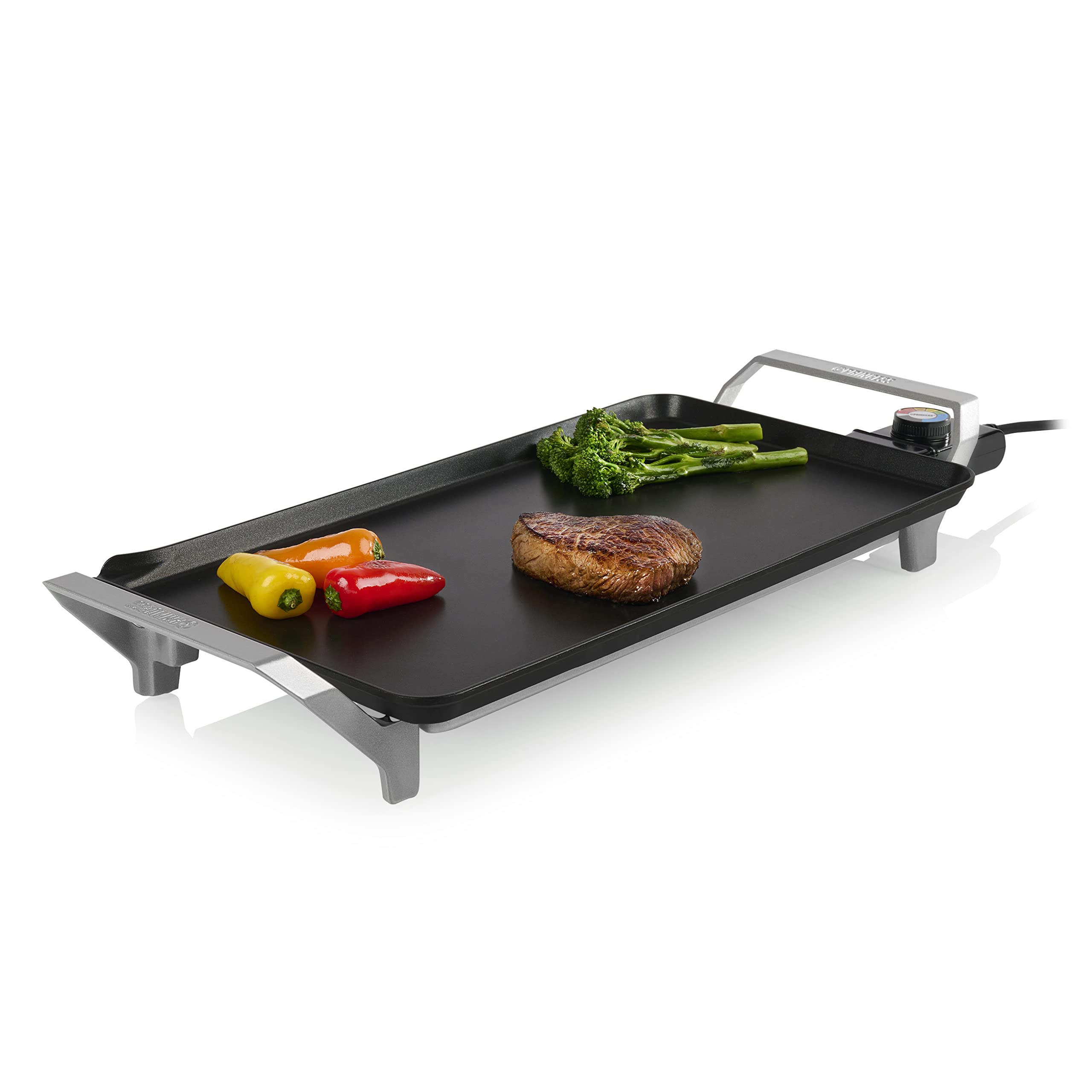 Princess Table Chef Premium Xl Grill Da Tavolo, Termostato Regolabile Di Precisione, Nero E Argento, Piastra Xl (46 X 26 Cm)-image