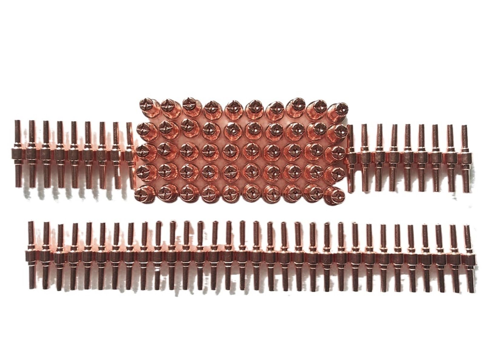 Maryear One Color Plasma Cutter Consumable 100Pcs Red Copper Extended Long Air Plasma Cutter Tip Electrodes&Nozzles Kits For Pt31 Lg40 40A Cutting Tips