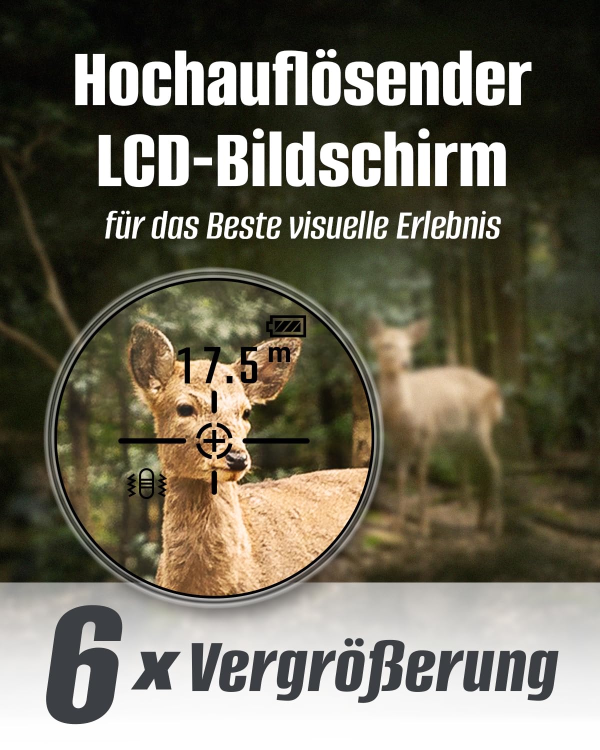 Entfernungsmesser Jagd, Inkerma Multifunktional Jagd/Golf Entfernungsmesser,1000/1200m mit 6-facher Vergrößerung, LCD-Display, Winkel/Neigungskompensation/Commutateur d'unité/Geschwindigkeit/Scan