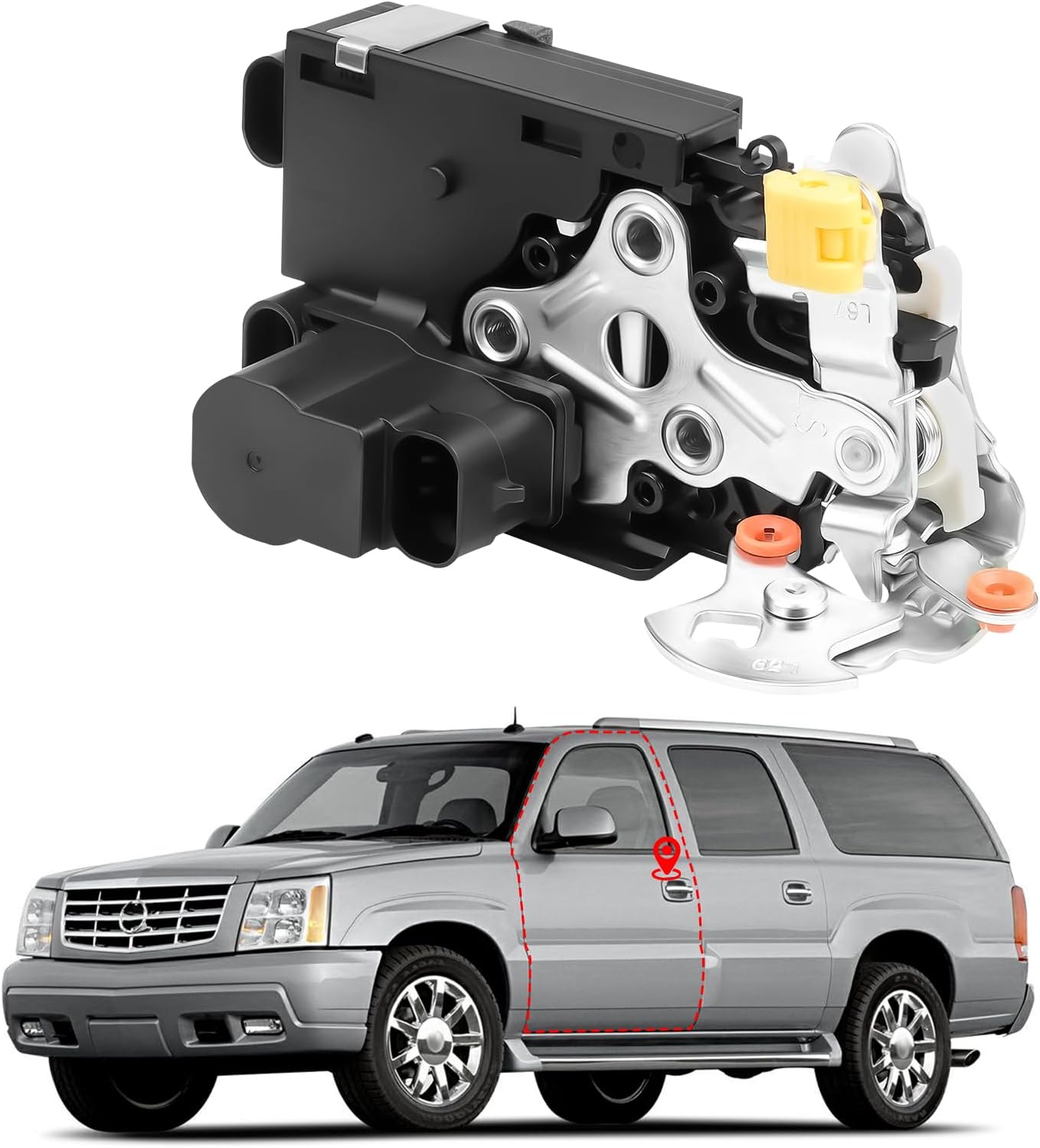 Front Left Driver Side Door Lock Actuator Fit for Chevy Silverado Avalanche Suburban Tahoe GMC Sierra Yukon Cadillac Escalade 00 2001 2002 2003 2004 2005 2006 07 Replaces 15053681 15110643 931-318